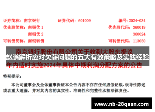 赵鹏解析应对欠薪问题的五大有效策略及实践经验
